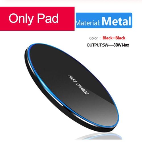 Métal 30w Noir - Chargeur Sans Fil Rapide 30w Pour Samsung Galaxy S10 S20 S9/S9 + S8 S7 Note 9, Tapis De Chargement Usb Qi Pour Iphone 12 11 Pro Xs Max Xr X 8