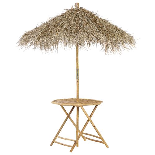 Table Bistro De Jardin En Bambou Avec Parasol Molise
