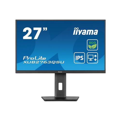 iiyama ProLite XUB2763QSU-B1 - Écran LED - 27" - 2560 x 1440 QHD @ 100 Hz - IPS - 350 cd/m² - 1500:1 - 2 ms - HDMI, DisplayPort - haut-parleurs - noir, mat