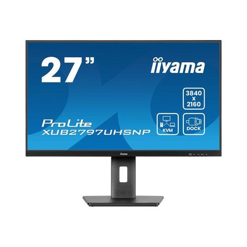 iiyama ProLite XUB2797UHSNP-B1 - Écran LED - 27" - 3840 x 2160 4K @ 60 Hz - IPS - 350 cd/m² - 1300:1 - 4 ms - HDMI, DisplayPort, USB-C - haut-parleurs - mat, noir