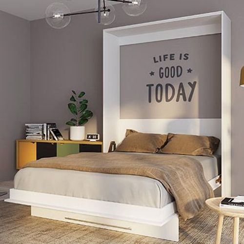 Lit Escamotable Vertical 140x200 Cm Blanc - Viardo