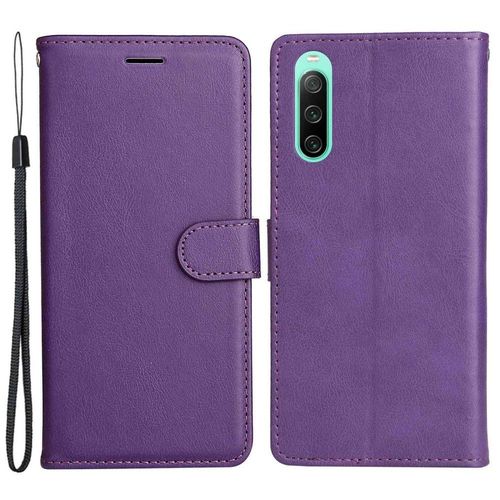 Housse Pour Sony Xperia 10 Iv 5g - Etui Coque Pochette Portefeuille + Film Ecran - Mauve