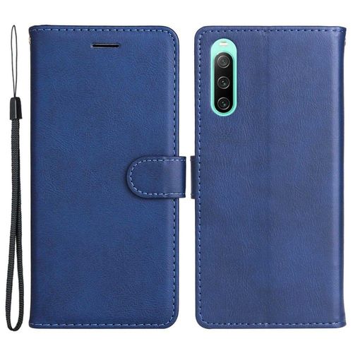 Housse Pour Sony Xperia 10 Iv 5g - Etui Coque Pochette Portefeuille + Verre Trempe - Bleu