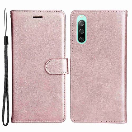 Housse Pour Sony Xperia 10 Iv 5g - Etui Coque Pochette Portefeuille + Verre Trempe - Rose