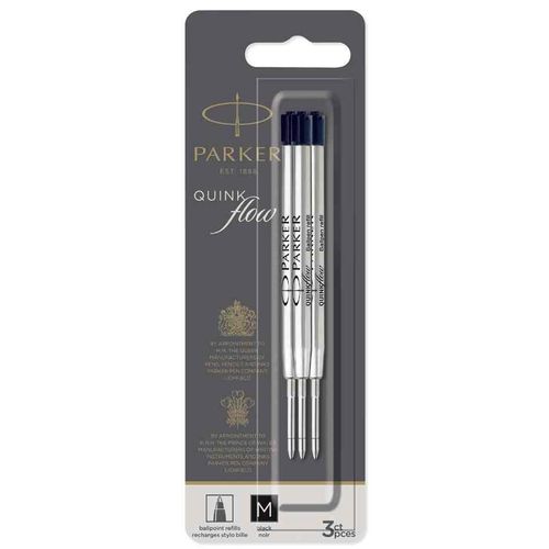 Parker Recharge Pour Stylo Quinkflow, M, Blister De 3, Noir