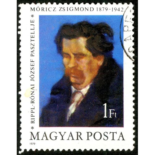 Timbre Oblitéré Magyar Posta, Moricz Zsigmond 1879-1942, Rippl - Ronai Jozsef Pasztellje, 1979, 1 Ft
