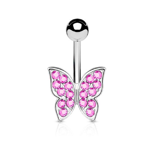Piercing Nombril Ventre Boule Libellule Papillon Cristal Bijoux Acier Chirurgical Inoxydable Anti Allergique Banane Barbell Leandre Rose Lovepiercing