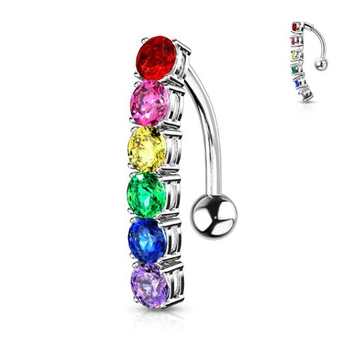 Piercing Nombril Ventre Boule Inversé Lgbt Pride Gay Bijoux Acier Chirurgical Inoxydable Anti Allergique Banane Barbell Apollon Multicolore Lovepiercing