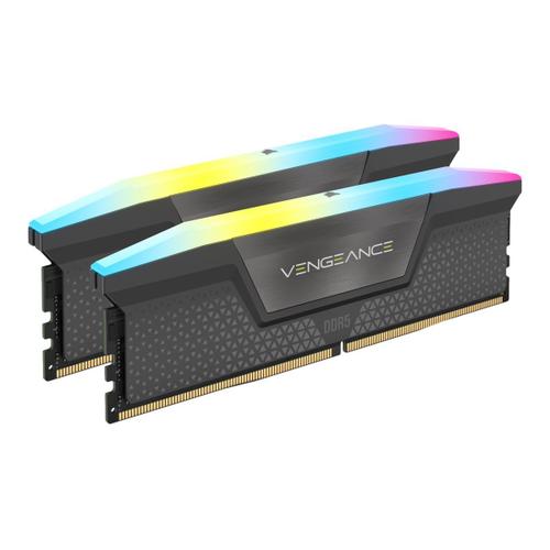 CORSAIR Vengeance RGB - DDR5 - kit - 32 Go: 2 x 16 Go - DIMM 288 broches - 6000 MHz / PC5-48000 - CL30 - 1.4 V - gris clair