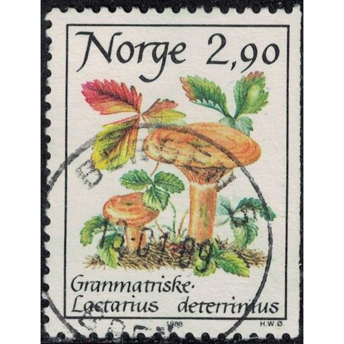 Norvège 1988 Oblitéré Used Champignon Lactarius Deterrimus Lactaire Des Épinettes Y&t No 947 Su