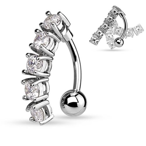 Piercing Nombril Ventre Boule Inversé Bijoux Acier Chirurgical Inoxydable Anti Allergique Banane Barbell Calypso Argenté Lovepiercing