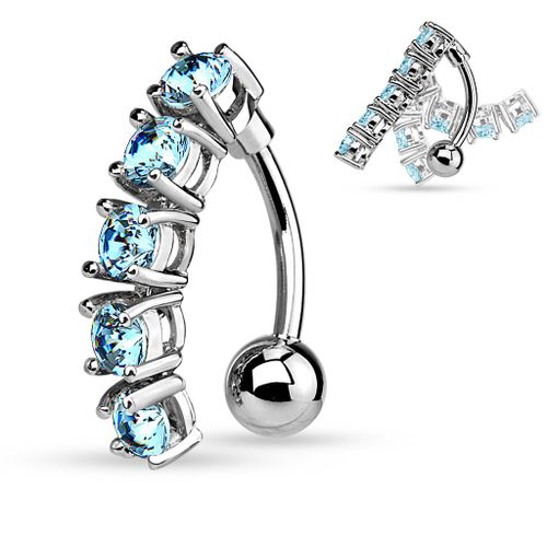 Piercing Nombril Ventre Boule Inversé Bijoux Acier Chirurgical Inoxydable Anti Allergique Banane Barbell Calypso Bleu Lovepiercing