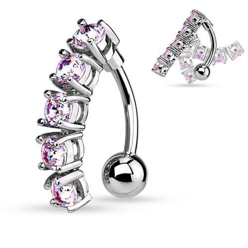Piercing Nombril Ventre Boule Inversé Bijoux Acier Chirurgical Inoxydable Anti Allergique Banane Barbell Calypso Rose Lovepiercing