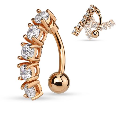Piercing Nombril Ventre Boule Inversé Bijoux Acier Chirurgical Inoxydable Anti Allergique Banane Barbell Calypso Cuivré Lovepiercing