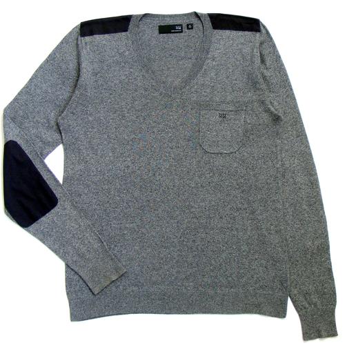 Pull Gris À Coudières, Uniqlo, Coton