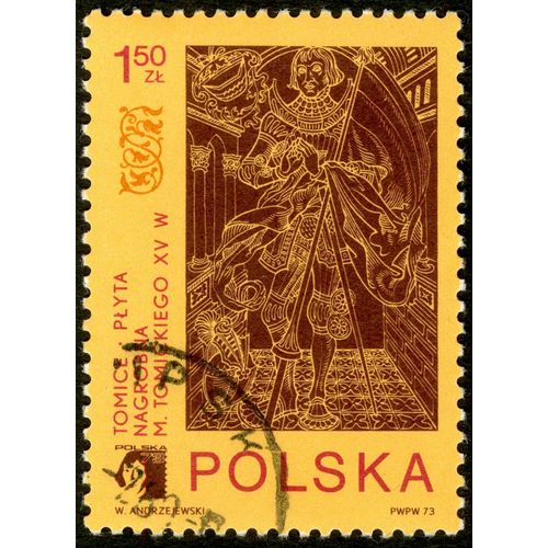 Timbre Oblitéré Polska, Tomice - Plyta Nagrobna M. Tomickiego Xv W., 1973, 1.50 Zl