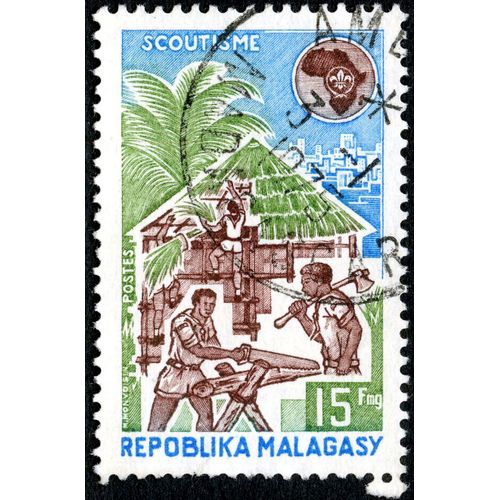 Timbre Oblitéré Repoblika Malagasy, Scoutisme, Postes, 15 Fmg