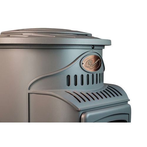 Poele à gaz 3,4 KW Gris Effet poêle à bois Fonte veritable + Tuyau gaz + detendeur butane Provence UNIVERSAL