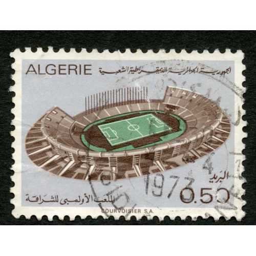 Timbre Oblitéré Stade De Foot,Algérie,0,50