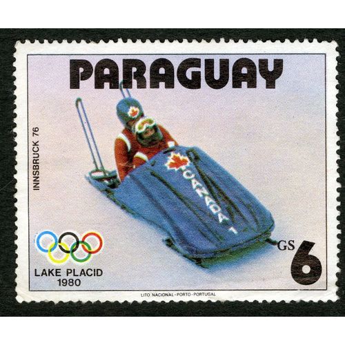 Timbre Non Oblitéré Paraguay,Insbruck 76,Lake Placid 1980,Canada 1,Gs 6