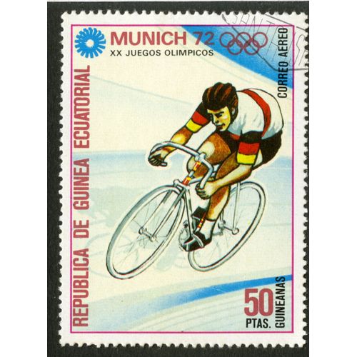 Timbre Oblitéré Republica De Guinea Ecuatorial,Munich 72,Xx Juegos Olimpicos,Correo Aereo,50 Ptas Guineanas