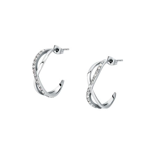Boucles D'oreilles En Acier Et Zircon