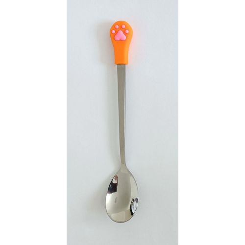 Cuilleres A Cafe Patte De Chat. Orange Et Rose. 15 Cm