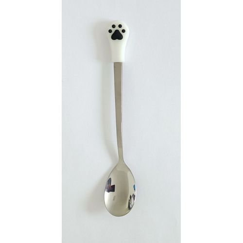 Cuilleres A Cafe Patte De Chat. Blanc Et Noir. 15 Cm