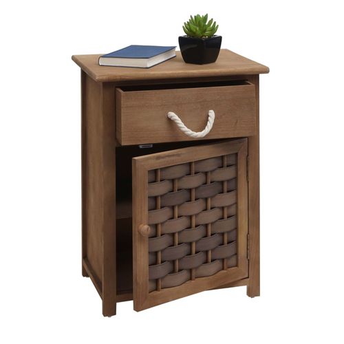 Commode Hwc-K83, Armoire À Tiroirs, Bois 55x39,5x28,5cm   Brun Foncé, Poly Rotin Brun Foncé