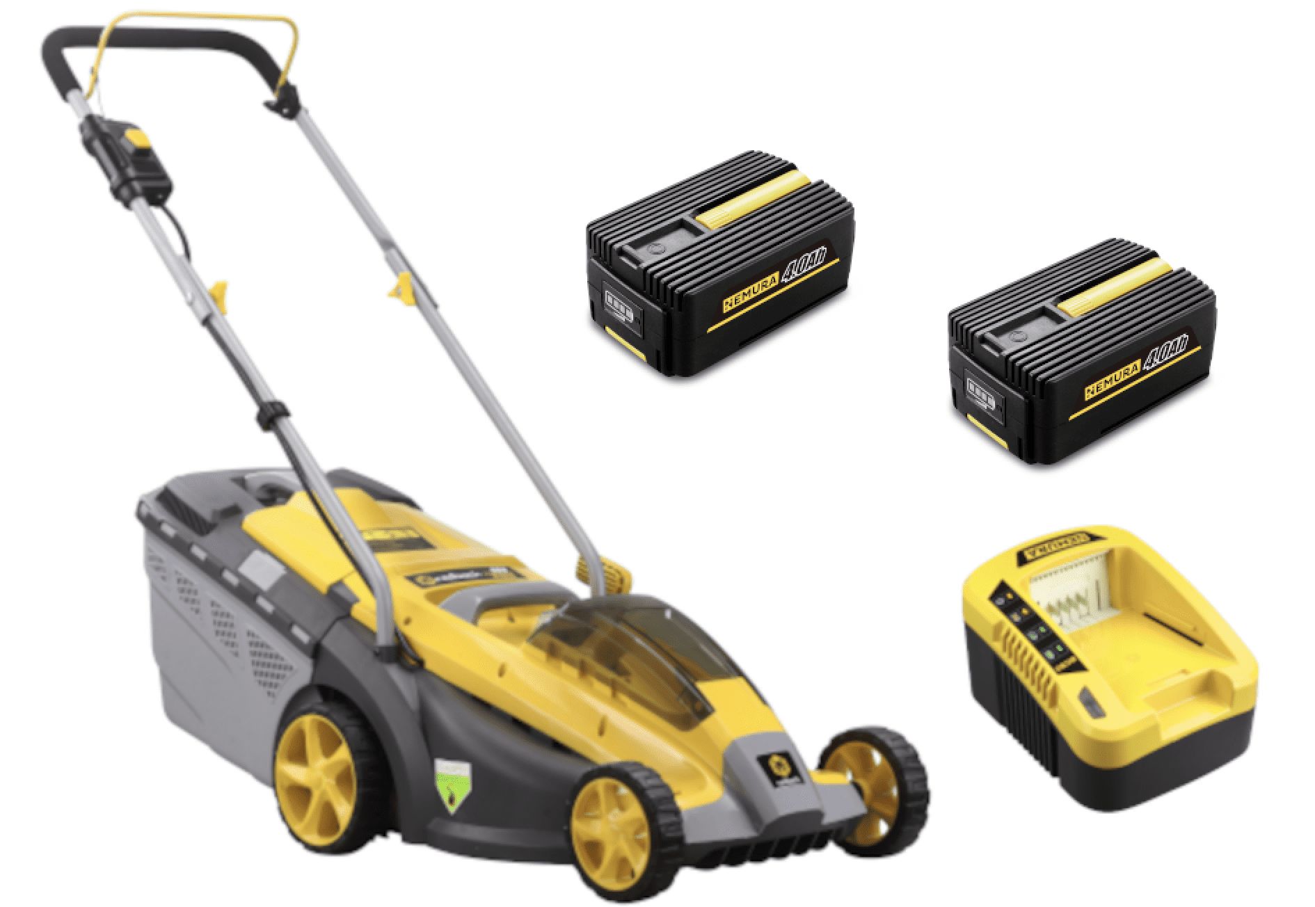 Tondeuse à batterie NEMURA 40V(2x20V) + 4 Batteries 4Ah + Chargeur ...