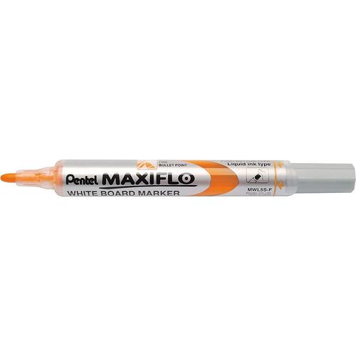 Pentel Marqueur Tableaux Blancs Maxiflo, Pointe Conique, 4,0 Mm, Orange