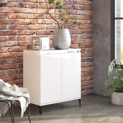 Vidaxl Buffet Blanc Brillant 60x35x70 Cm Bois D'ingénierie
