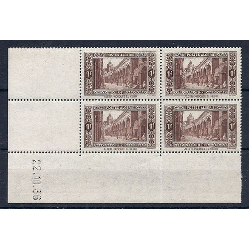 Algérie Française Yvert 116 ( 1936) Coin Daté (22/10/36) Alger: Mosquée El-Khebir. Neuf** (Mnh)