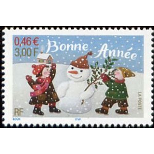 Timbre France 2001 Oblitéré Bonne Année 3.00 Yt3437