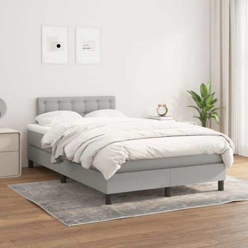Vidaxl Lit À Sommier Tapissier Avec Matelas Gris Clair 120x200cm Tissu