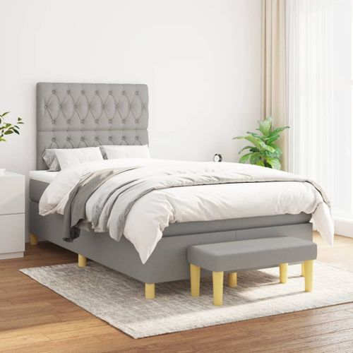 Vidaxl Lit À Sommier Tapissier Avec Matelas Gris Clair 120x200cm Tissu