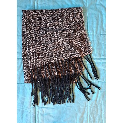 Echarpe Douce Et Chaude À Franges Blanc Noir Rodier Foulard Cachemire Étole Châle Femme 180 Cm X 60 Cm