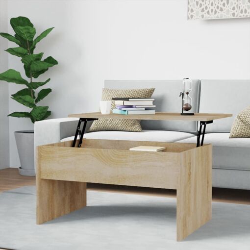 Table Basse avec Plateau Relevable Rangement Hauteur Réglable Table...