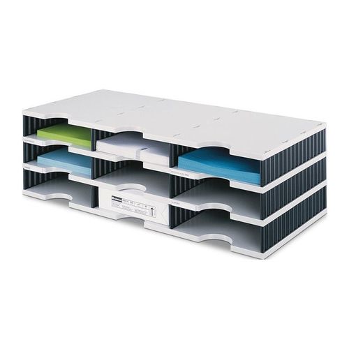 Casier de tri Trio 24 comp. H573xl723xP331 mm polystyrène gris/noir STYRO