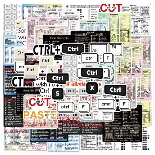 Ensemble d'autocollants de raccourci pour ordinateur portable ou PC, 60 pièces, sous Windows, Word/Excel (pour Windows)/Adobe Photoshop, Guide de clavier de référence rapide