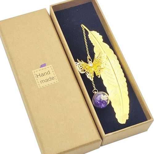 Marque-Page Vintage En Métal Rétro Créatif, 1 Pièce, Design De Plume/Papillon, Papeterie Cadeau Promotionnel, Marque-Page De Livre, Cadeau