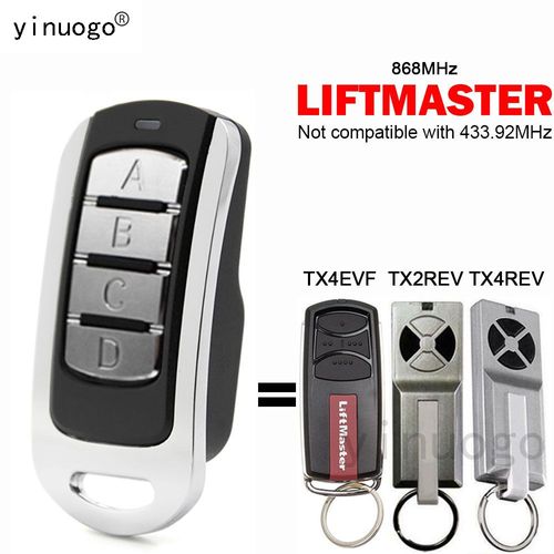 100% compatible avec la télécommande de garage Liftmaster TX4EVF 868 mhz Liftmaster TX2REV TX4REV télécommande porte de garage électrique