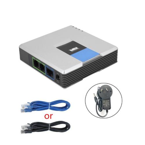 1 kit passerelle VOIP, 2 Ports, protocole SIP V2, adaptateur vocal pour téléphone Internet avec câble réseau pour prise AU/EU/US/UK, Linksys PAP2T