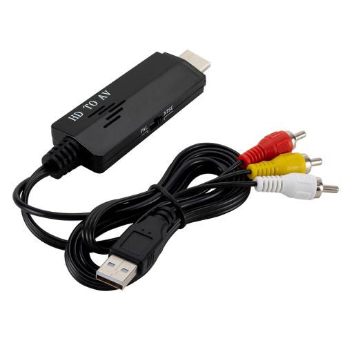 Convertisseur de câble 1080p mâle vers mâle/mâle vers femelle, compatible Hdmi vers Av HD, pour TV, Vhs, magnétoscope, enregistreur Dvd