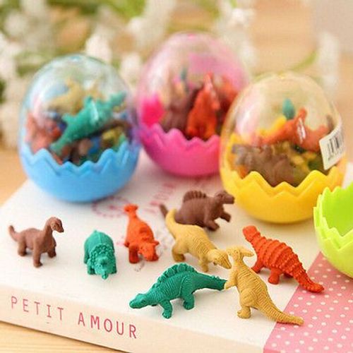 Mini Gommes À ¿Ufs De Dinosaure, 8 Pièces/Paquet, Boîte De Papeterie Scolaire Et De Bureau, Couleur Aléatoire