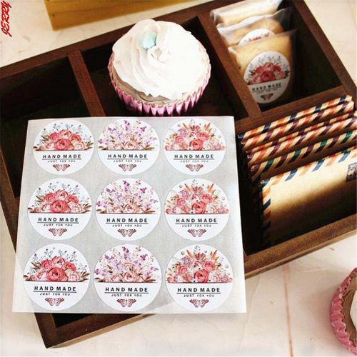 Étiquette Autocollante Fleur Papillon, 54 Feuilles/Plusieurs (6 Feuilles) Couleurs Rondes, Design Floral Fait À La Main, Papeterie Autocollante, Offre Spéciale