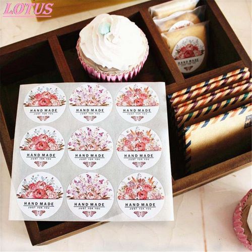 Étiquettes Autocollantes Fleurs Rondes Colorées, Lot De 54 Pièces, Motifs De Fleurs Faites À La Main, Papillon Juste Pour Vous, 6 Feuilles