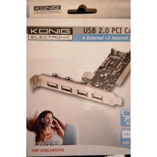 USB 2.0 PCI Card 4 ext+1 int Konig Electronic