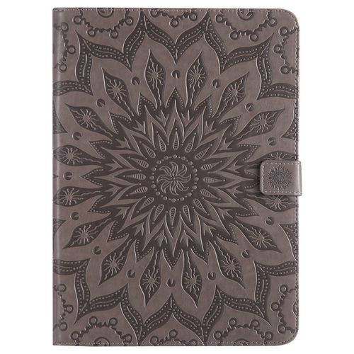 Coque Motif Flowers Relief Motif Pu Cuir Etui À Rabat Pour Ipad 5/Ipad 6 - Gris