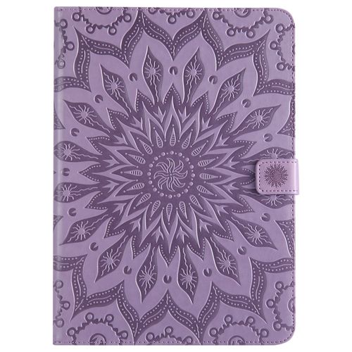 Coque Motif Flowers Relief Motif Pu Cuir Flip Cover Pour Ipad 5/Ipad 6 - Violet